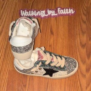 Glitter Kids Shoes - Silver and Black